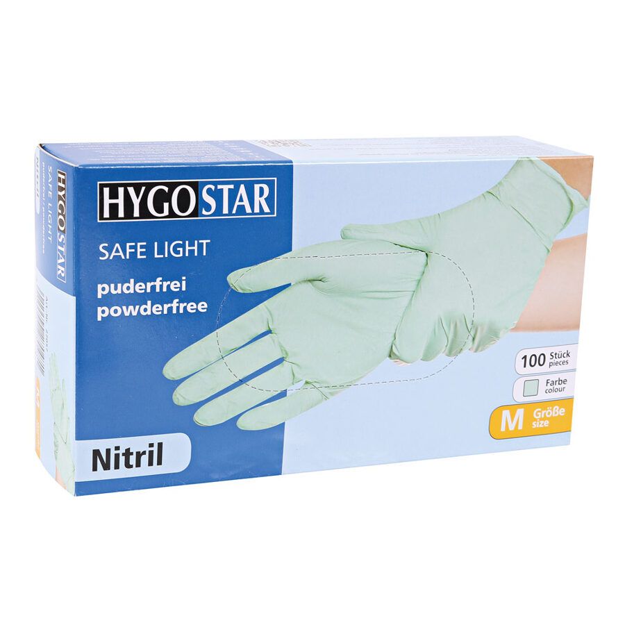 Hygostar Safe Light puudrivabad nitriilkindad, 1000 tk, rohelised (kast)_1
